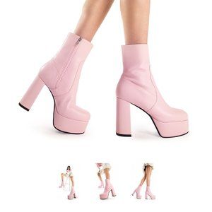BNIB LAMODA pink Making Moves platform chunky boots size UK 3/US 5